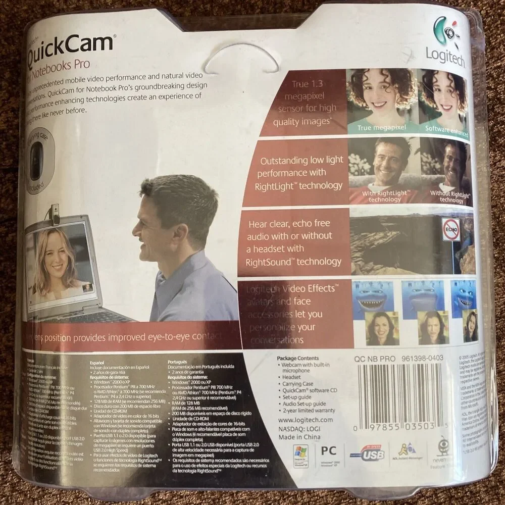 Logitech QuickCam for Notebooks Pro USB-2.0 WebCam w/Microphone 1.3MP Brand New